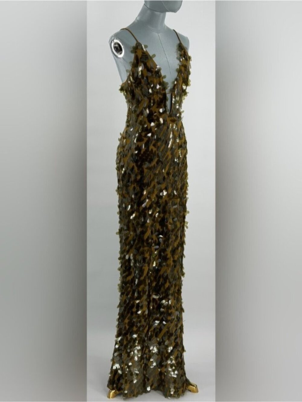 🆕 MISHA COLLECTION 🧿 NWOT Sapphire Sequins Maxi Dress, Olive - Sz M US 6 - Picture 3 of 15